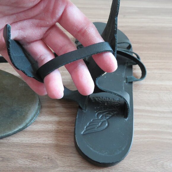 ANCIENT GREEK SANDALS Ikaria Wing Open Toe Sandals in Black Leather Size US 11 - Picture 12 of 13
